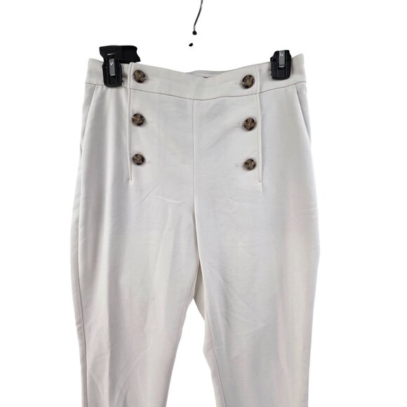 Express Women's Sailer Button High-Rise Ankle Pants White Size 4R Strech Classic - Picture 3 of 7